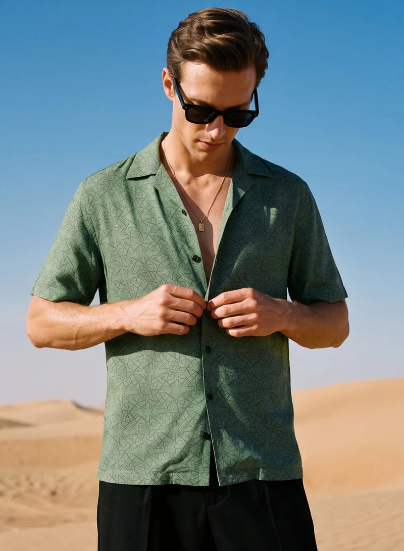 Tezhhomayaa Inferno Veil Cuban Collared Shirt