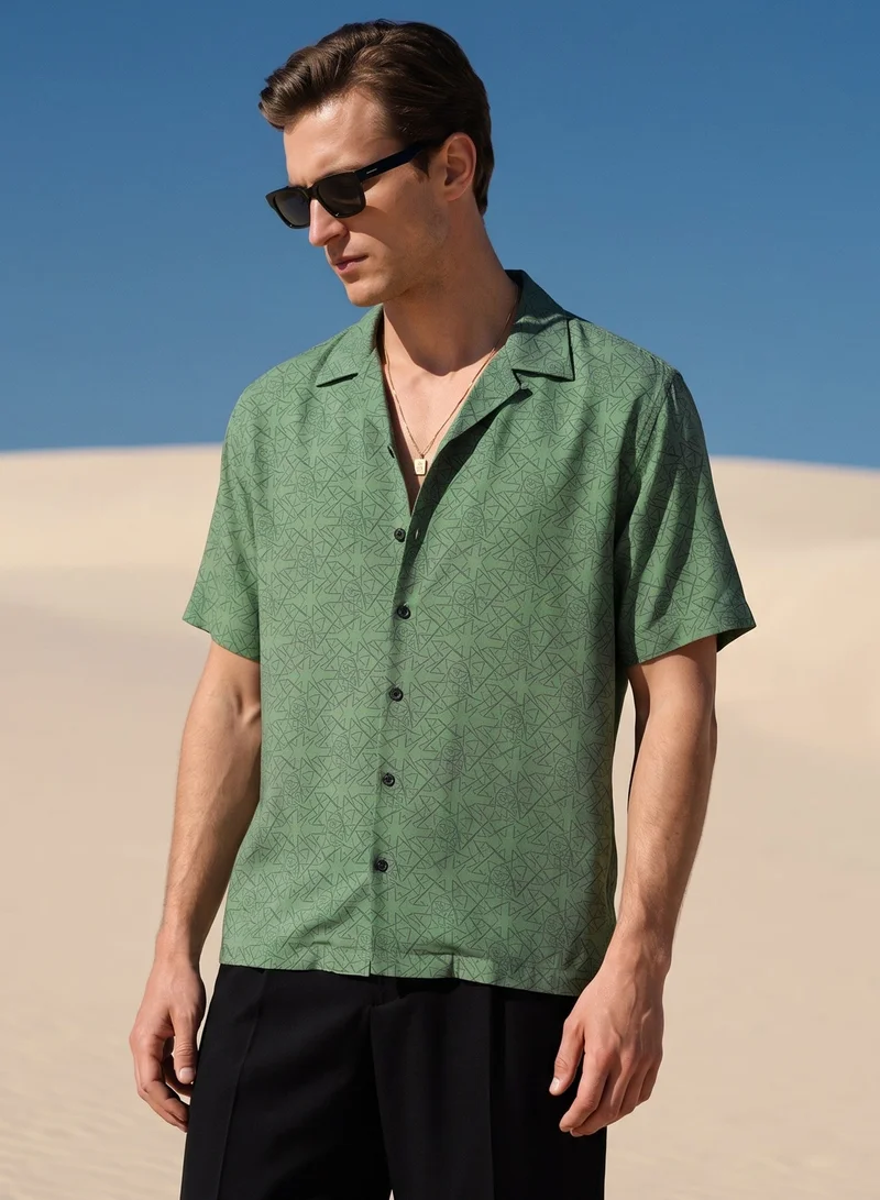 Tezhhomayaa Inferno Veil Cuban Collared Shirt