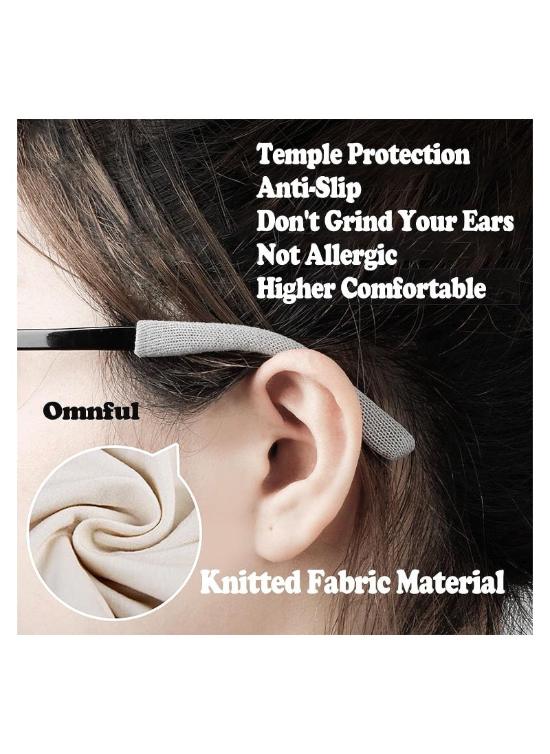 General - 4pcs Eyeglasses Temple Tips Sleeve Retainer, Upgrade Soft Knitting Cotton Fabric Eyeglass Ear Cushion Anti-Slip Temple Pads for Sunglasses Glasses Reading Glasses (Black) - Image 1