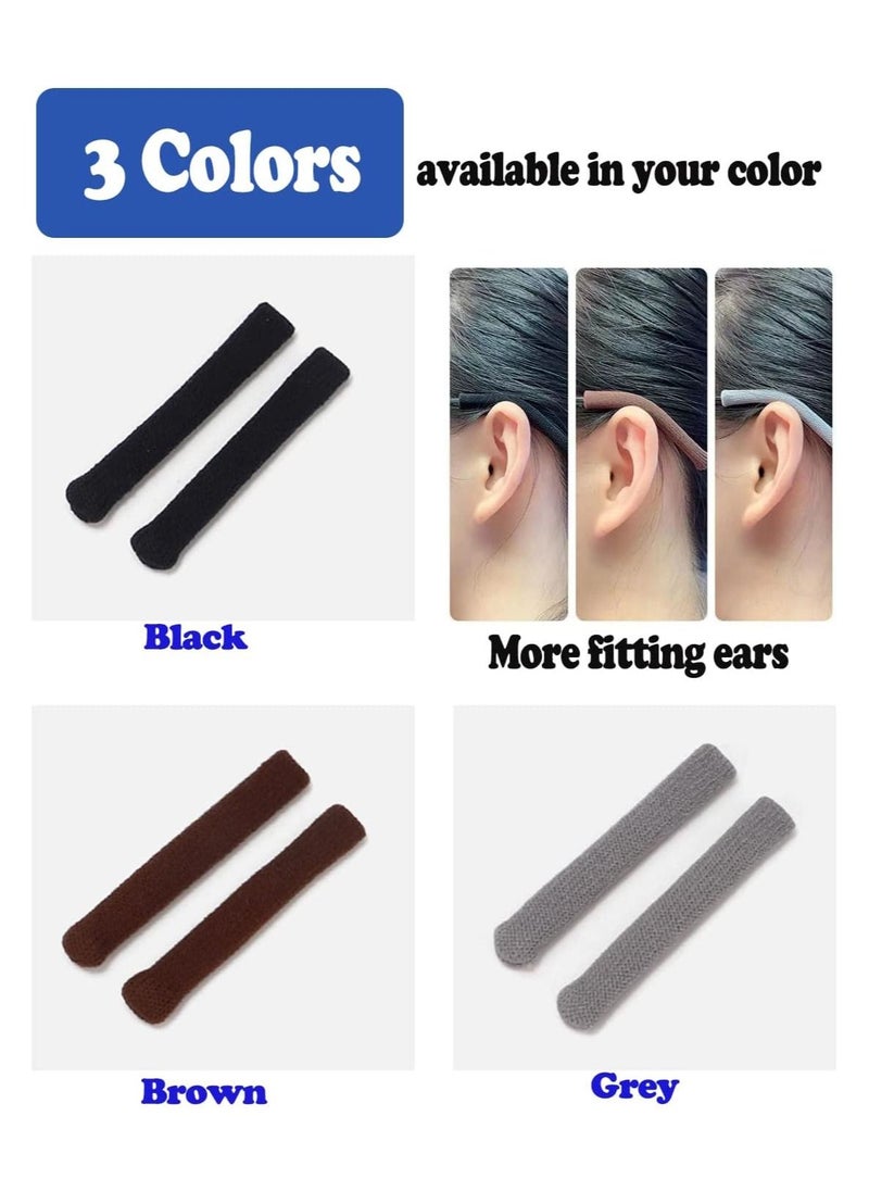 General - 4pcs Eyeglasses Temple Tips Sleeve Retainer, Upgrade Soft Knitting Cotton Fabric Eyeglass Ear Cushion Anti-Slip Temple Pads for Sunglasses Glasses Reading Glasses (Black) - Image 1