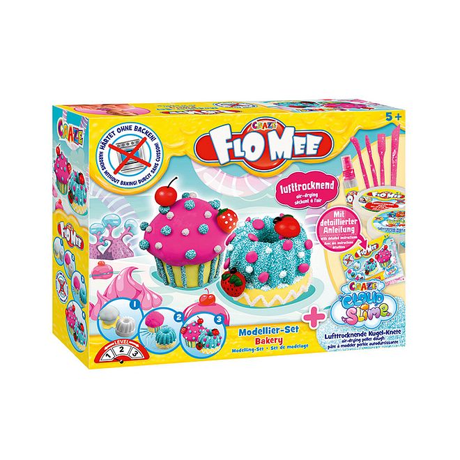 Craze Flo Mee Bakery Craft Set for Kids 5 Years, L 26 x B 20 x H 7 cm - Magic Dough, Glitter, Air Dry - Image 3