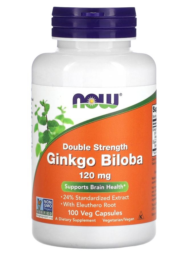 now Double Strength Ginkgo Biloba 120 mg 100 Veg Capsules