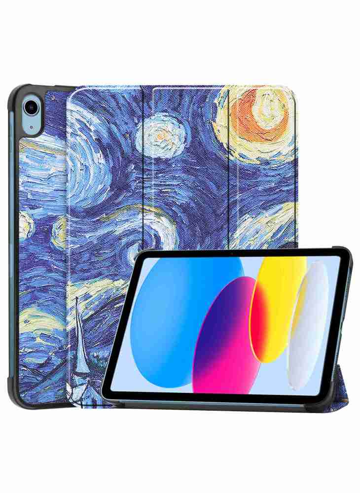 For iPad (2025)/10.9 (2022) Tri-Fold Stand Case Pattern Printing Folio Flip PU Leather Tablet Cover - Starry Night - Image 1