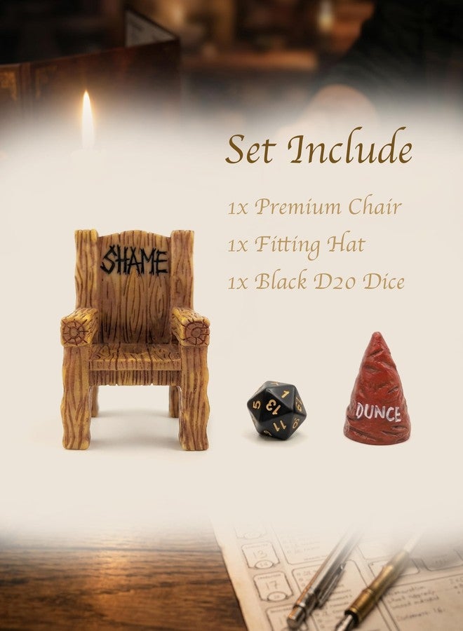 Stylor DND Dice Jail Time Out Chair with Dunce Hat & D20 Dice - Premium Resin Gifts for Dungeons and Dragons, Dungeon Master, Tabletop RPG DND Accessories & Dice Display Stand - Image 2
