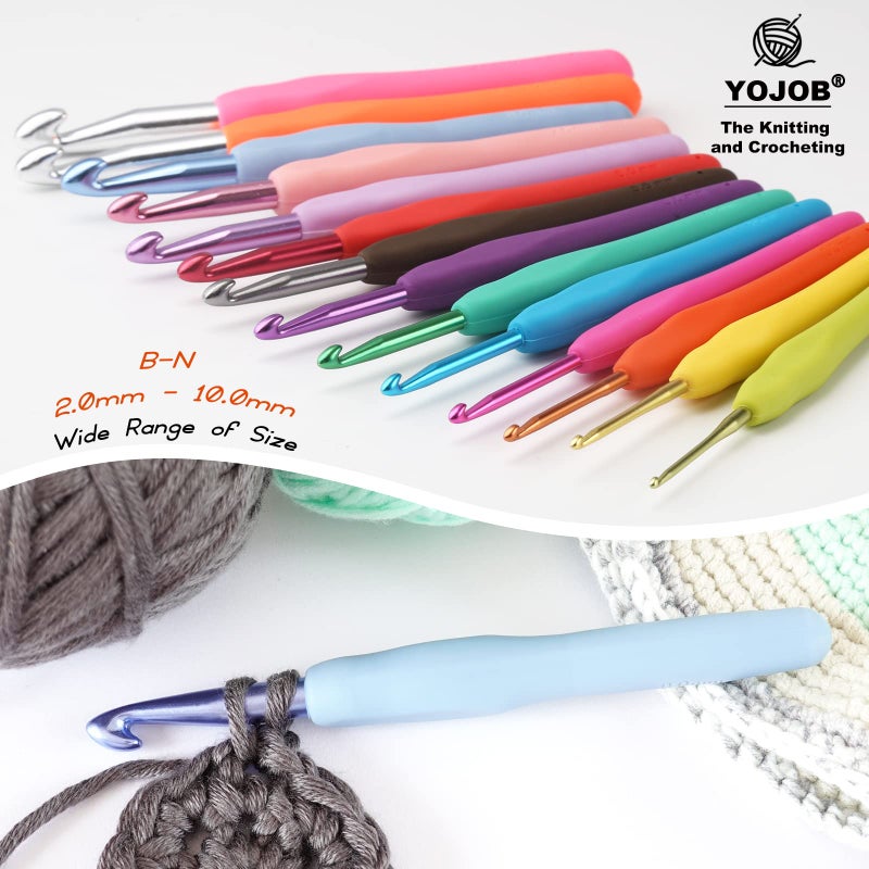 YOJOB 2Pack Size 7.0mm, L / 8.0mm Crochet Hooks, Super Smooth & Ergonomic for Beginner and Advanced (7.0mm, 8.0mm) - Image 5