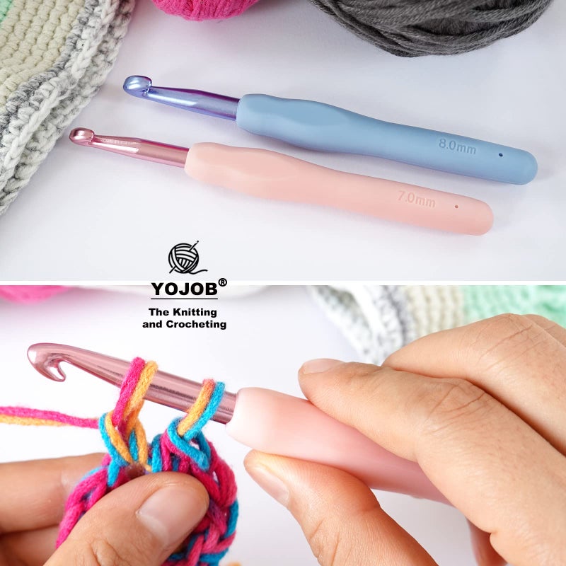 YOJOB 2Pack Size 7.0mm, L / 8.0mm Crochet Hooks, Super Smooth & Ergonomic for Beginner and Advanced (7.0mm, 8.0mm) - Image 4