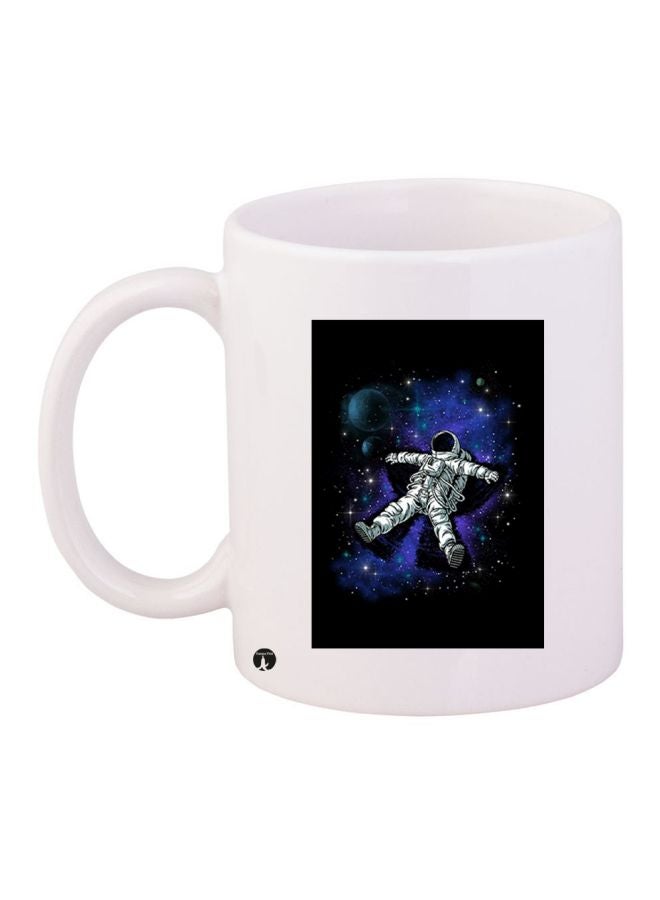 Space Printed Coffee Mug White/Black/Blue 11ounce