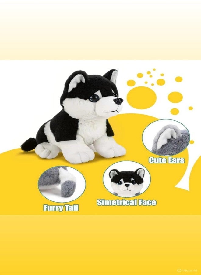 Blenzza Deco™ Imported Husky Soft Toy for Kids Rabbit Fur with Blue Glittery Eyes (10Inch or 25.4Cm) (Black) - Image 3