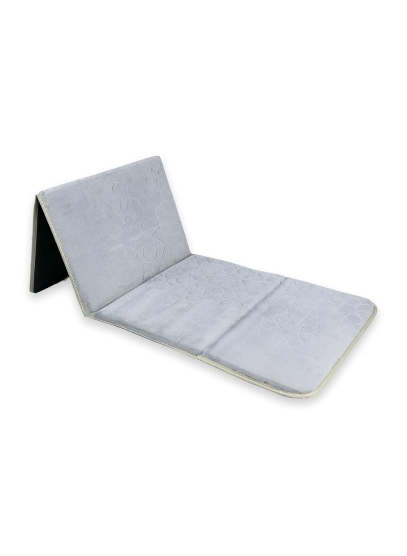 Home Dwell Foldable Prayer Mat with 115° Reclining Backrest – Ergonomic Janamaz with Knee Cushion & Carry Bag – Islamic Back Support Mat for Comfortable Prayers – Grey - Image 1