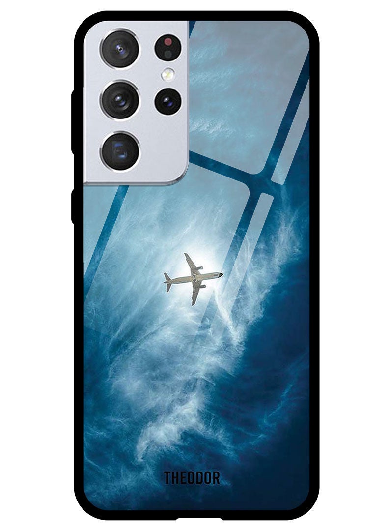 Theodor Protective Tempered Glass Case Cover Samsung Galaxy S21 ULTRA Plane In The Sky - Image 1