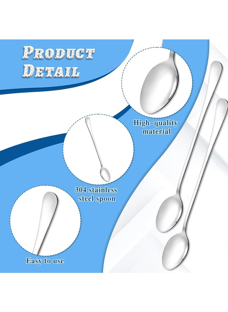 Oasisgalore 2 PCS Stainless Steel Long Handle Spoons - Multipurpose for Coffee, Ice Cream, and Cocktails (Silver)  - Image 3