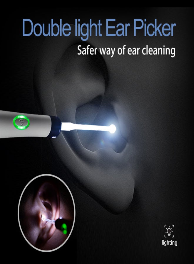 Electric Ear Cleaner Vibrating Ear Wax Remover with LED Light Ear Cleaning Tool Earpicks with 4 Replaceable Tips Portable Storage Base for Ear Canal Cleaning - Image 2
