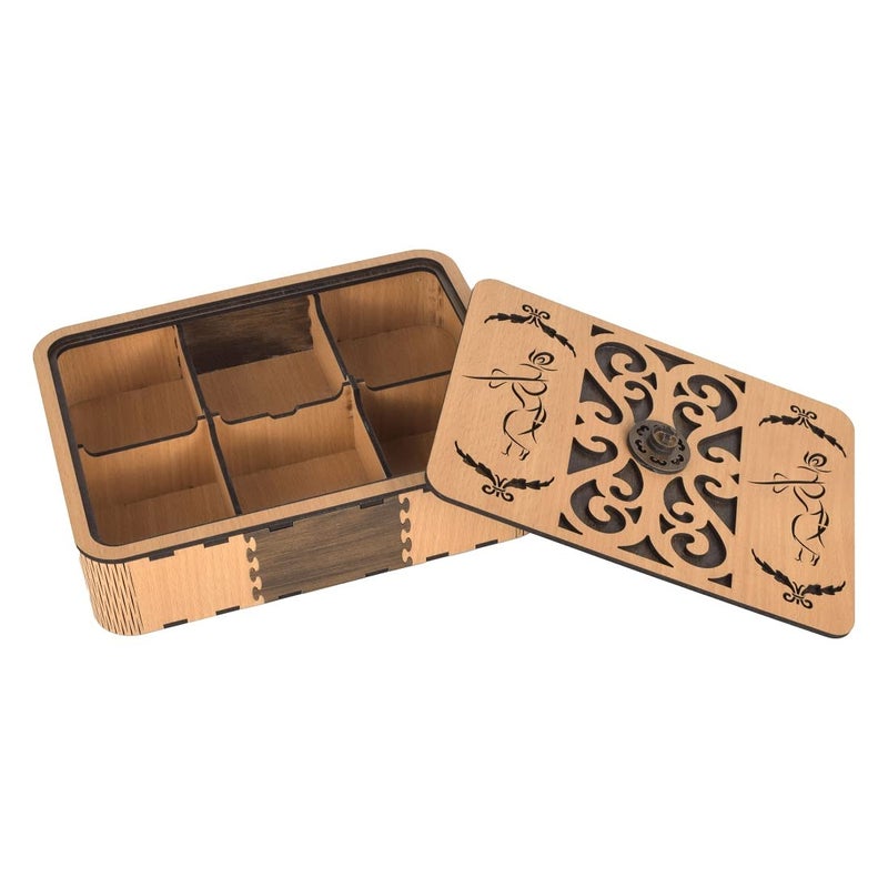 HIOLTY HIOLTY Wooden Multipurpose Dry Fruit Sweet Box Set Gift Food Storage Serving Box Masala Box Mukhwas Box for Kitchen Dry Fruit Box for Diwali Gift Rectangular  - Image 2