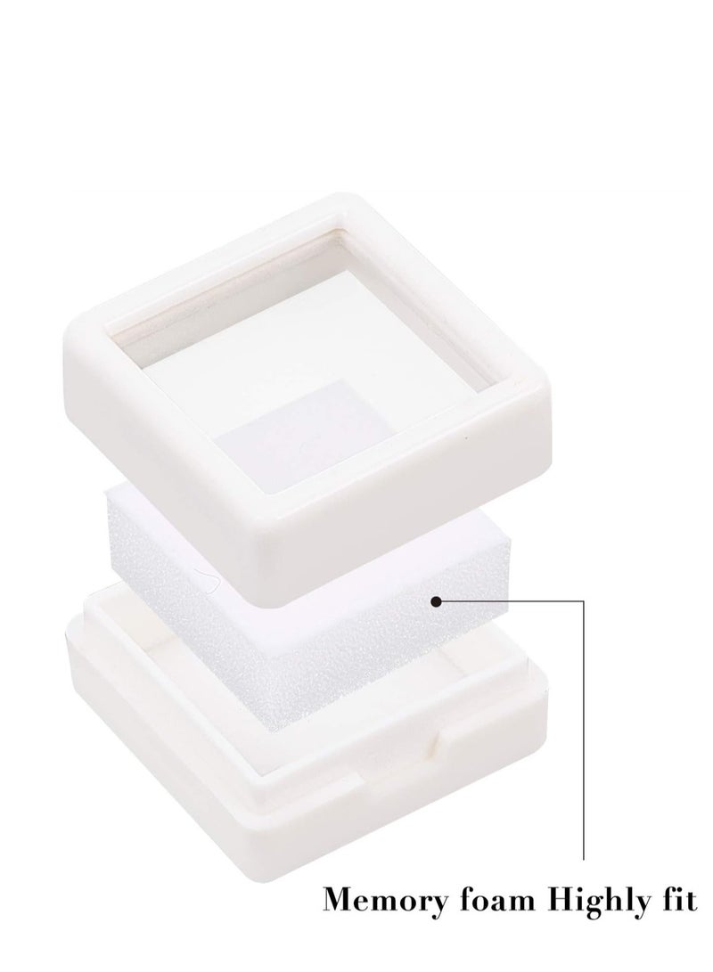 Luckam Mini Square Acrylic Jewelry Box 36 Pack White Gemstone Display Box Container with Clear Top Lids and Sponge for Festival Gems Coins Jewelry Packing - Image 5