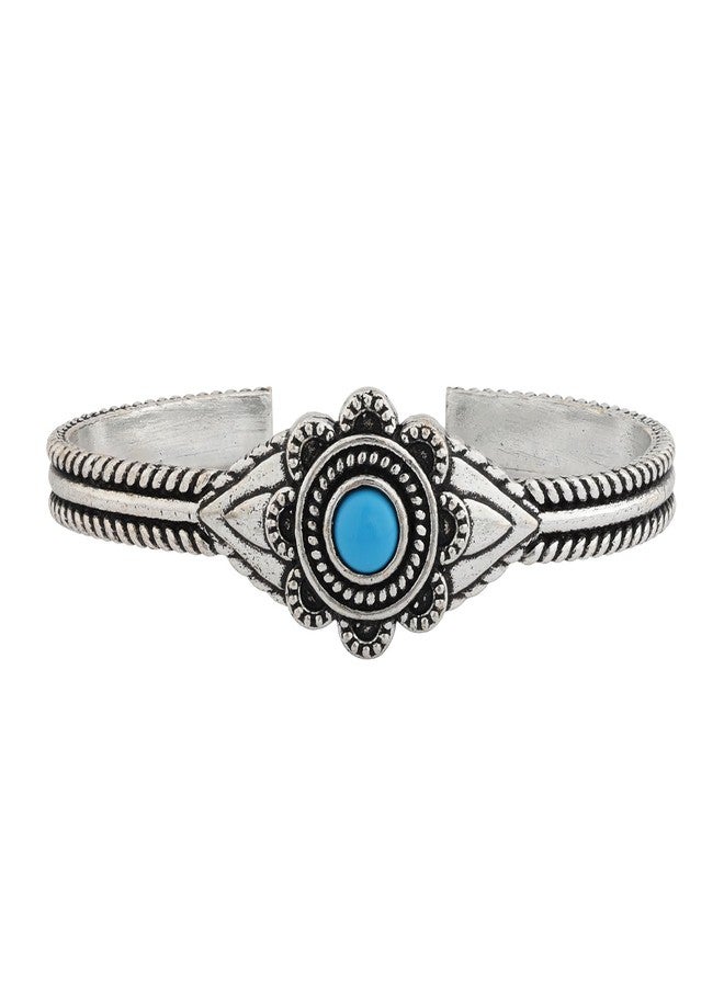 VOYLLA Boho Tribe Flower Turquoise Cuff Bangle For Women|Women Cuff Bracelets|Gift For Her|Women's Gift|For Sister|For Lover|For Girlfriend|For Wife|Summer|Travel|Casual - Image 5