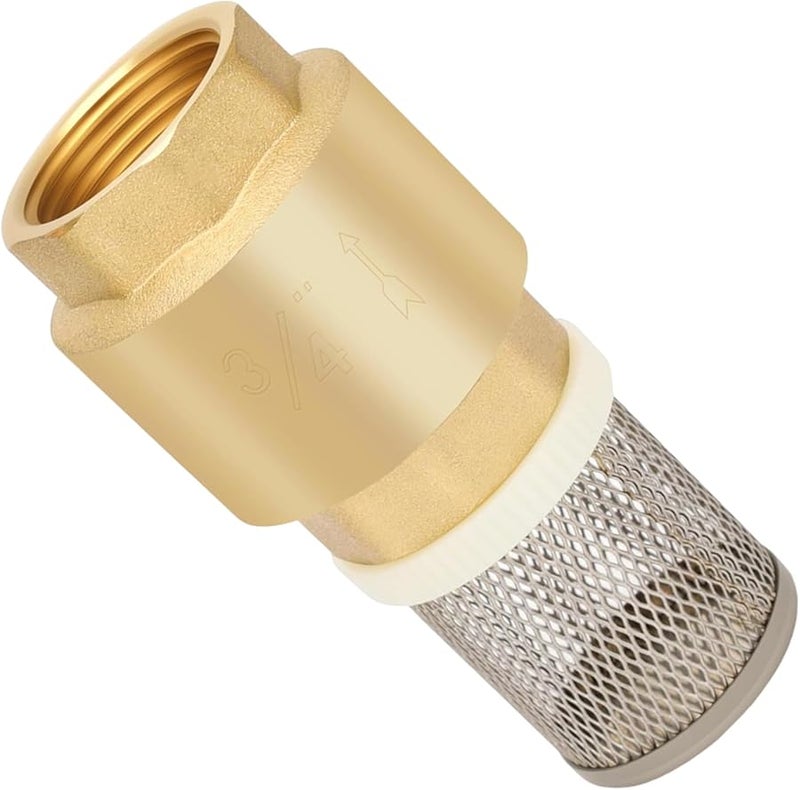 صمام قدم نحاسي 3/4 بوصة خيط أنثوي صمام فحص مع مرشح مصفاة - Image 2