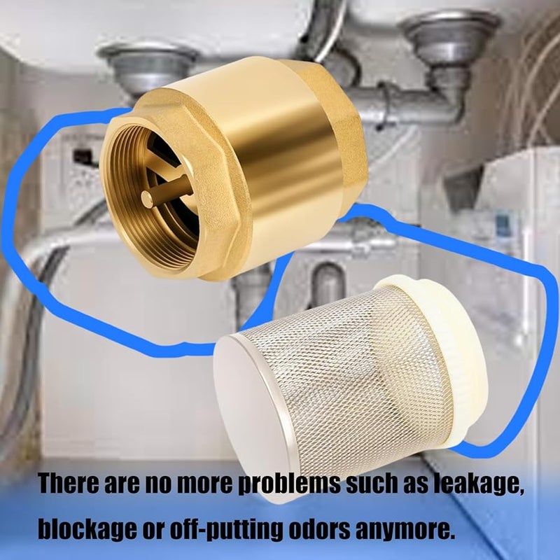 صمام قدم نحاسي 3/4 بوصة خيط أنثوي صمام فحص مع مرشح مصفاة - Image 3