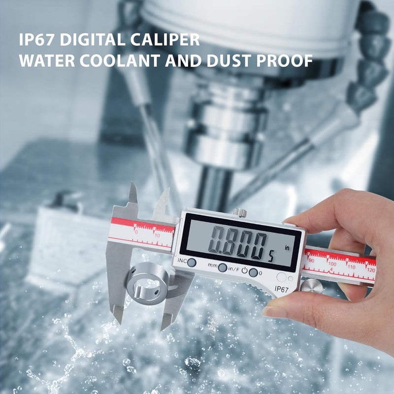 VINCA IP67 Grade Bluetooth Digital Caliper, DIPA-0605B 0-6 Inch/150mm, Inch/Millimeter/Fraction Conversion, Stainless Steel, Large LCD Screen - Image 4