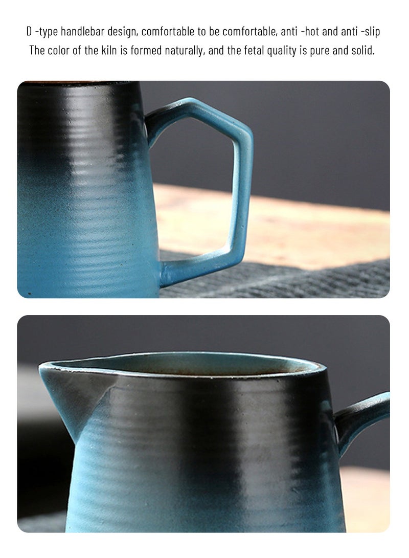 EqiEch V60 Pour Over Coffee Maker 2pcs, Ceramic Hand Brewing Coffee Maker, 16oz/480ml Pour Over Coffee Dripper and Coffee Pot 1-4 Cups(Blue) - Image 3