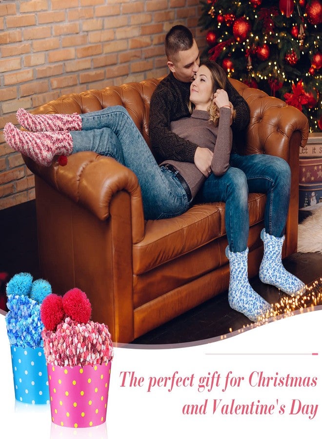 Hicarer 6 Pairs Christmas Fuzzy Cupcake Socks Gifts for Women Girl Teacher DIY Fluffy Warm Socks Winter(Assorted Colors) - Image 3