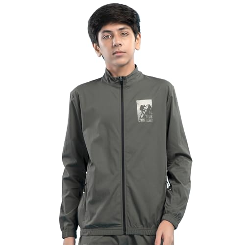 TECHNOSPORT Boy's Slim Fit Graphic Print Zipper Jacket With SPF50+, Quick Dry for Regular Use - (BJB164BTE_Beetle_7-8 years) - Image 1