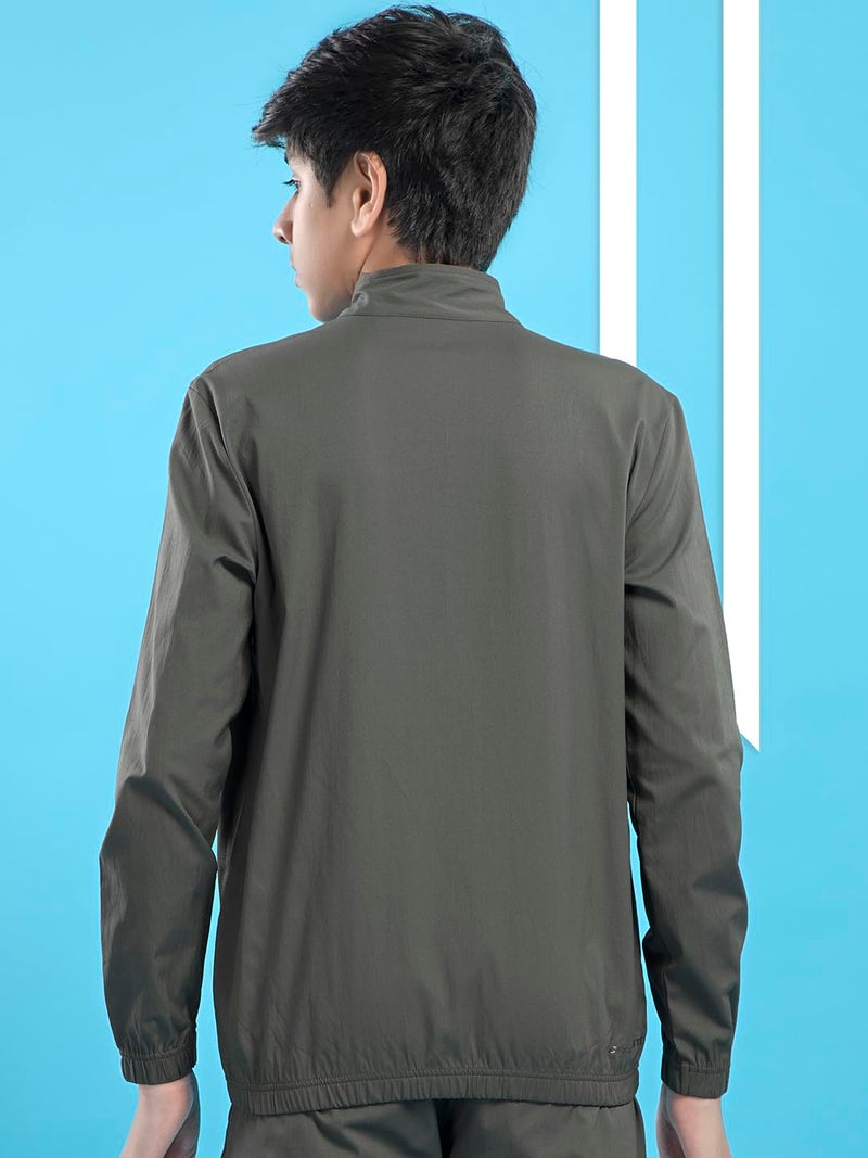 TECHNOSPORT Boy's Slim Fit Graphic Print Zipper Jacket With SPF50+, Quick Dry for Regular Use - (BJB164BTE_Beetle_7-8 years) - Image 2
