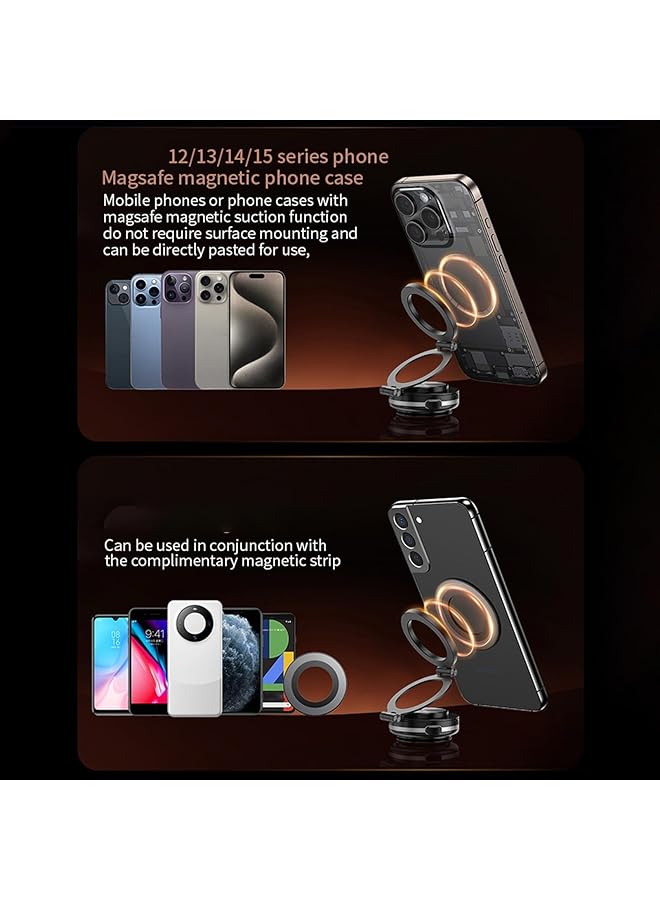 KASTWAVE Foldable Car Magnetic Phone Mount, 360 Rotatable Adjustable Phone Holder Rack, Car Suction Phone Mount For Desk, Strong Suction For Car & All Smooth Surface - Image 4