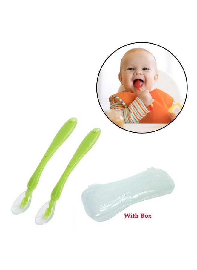 Safe-O-Kid Soft Silicone Tip Spoons Set Box (2 Spoons) Yellow & Green  - Image 3