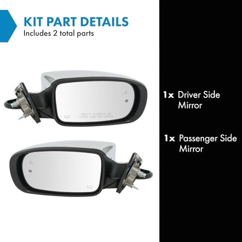 TRQ Driver & Passenger Side Power Heated Chrome Mirror Set w/Turn Signal, Blind Spot, Puddle Light Compatible with 2011-2018 Chrysler 300 CH1320343 CH1320426 CH1321426 - Image 2