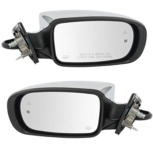 TRQ Driver & Passenger Side Power Heated Chrome Mirror Set w/Turn Signal, Blind Spot, Puddle Light Compatible with 2011-2018 Chrysler 300 CH1320343 CH1320426 CH1321426 - Image 1