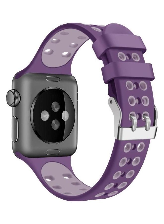 نيبمينينت سوار معصم بديل من السيليكون بلونين مزدوج الصدر لساعة أبل سيريس 7/6/SE/5/4/3/2/1 مقاس 42/44/45 مم أرجواني - Image 2