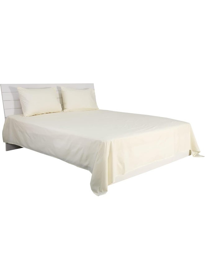Hotel Linen Klub 2-Piece Single Bed Sheet Set - 1 Bed Sheet (160 x 220cm) + 1 Pillowcase (50 x 75cm), 100% Cotton, 250 Thread Count Cool and Breathable Fabric for Ultimate Comfort Experience , Cream - Image 5