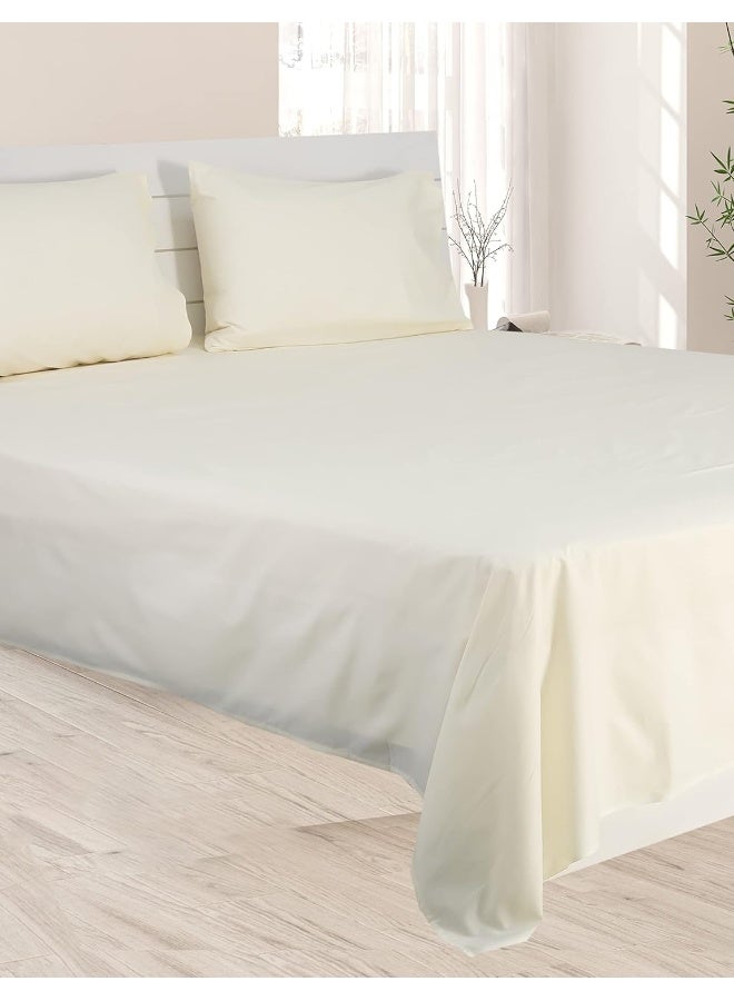 Hotel Linen Klub 2-Piece Single Bed Sheet Set - 1 Bed Sheet (160 x 220cm) + 1 Pillowcase (50 x 75cm), 100% Cotton, 250 Thread Count Cool and Breathable Fabric for Ultimate Comfort Experience , Cream - Image 3