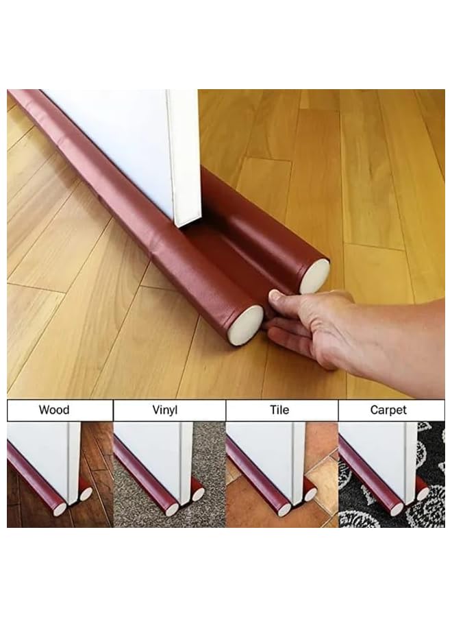 The Bros Leather Door Bottom Sealing Strip Guard Sound Proof Noise Reduction Under Door Draft Stopper,Dust-Proof & waterproof for seal strip,Easy install under-Door Weather stripping(Size 95 CM) Brown - Image 3