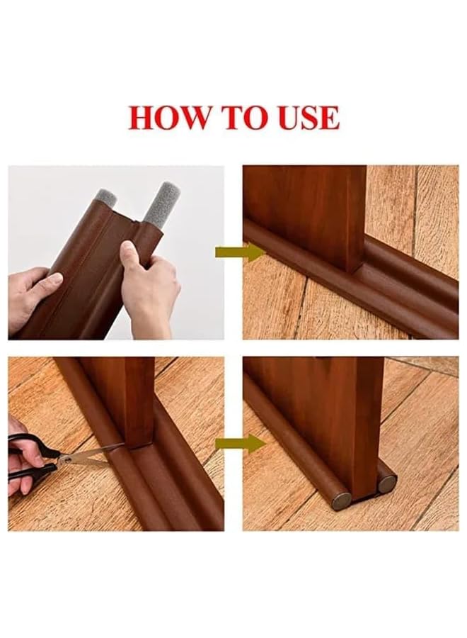 The Bros Leather Door Bottom Sealing Strip Guard Sound Proof Noise Reduction Under Door Draft Stopper,Dust-Proof & waterproof for seal strip,Easy install under-Door Weather stripping(Size 95 CM) Brown - Image 5