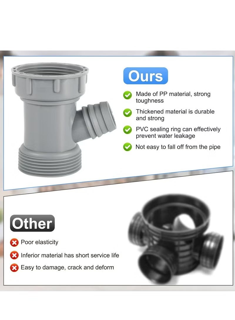 جيوستوس محول أنابيب تصريف المطبخ ، موصل خرطوم مرن على شكل Y مع حشوات لذيل غسالة الصحون ، رمادي - Image 4