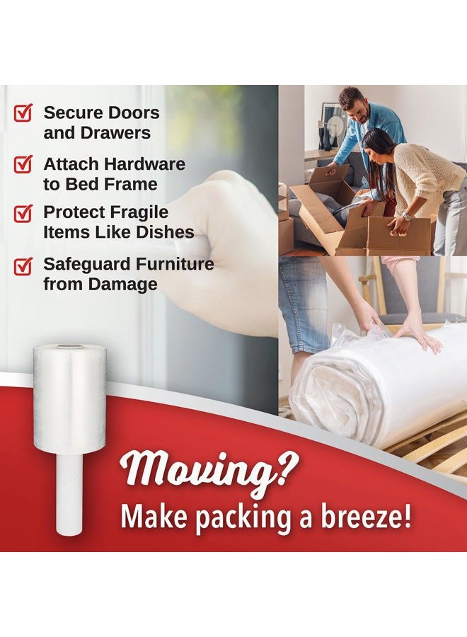 Simply Cool 2 Pack Industrial Strength Mini Hand Stretch Wrap 5" - 1000 Roll | 74 Gauge Thick Clear Cling Plastic Moving Supplies | Durable Self - Adhering ● Packing ● Pallet ● Furniture ● Heavy Duty Shrink Film - Image 4