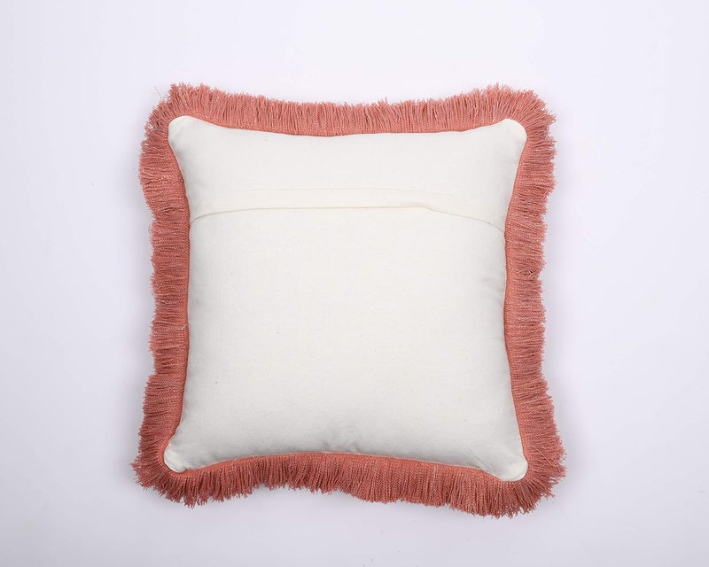 IMPEXART PVT LTD 24x24 Inches Cotton Orange Boho Shaggy Square Geometric Desgin Cushion Cover for Decor Couch Sofa Bedroom Living Room Farmhouse - Image 4