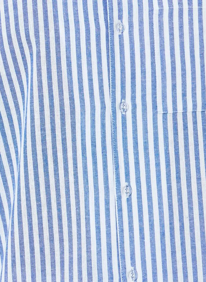 Styli  Men Blue Relaxed Striped Shirt and Shorts Set for Men | Best Price UAE