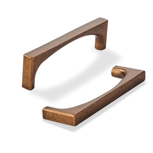 khtumeware 2 Pack Solid Handles 312Inch89mm Antique Brass Cabinet PullsVintage Brass for Kitchen Cabinets Cupboards Drawers and Bathroom Hardware - Image 1