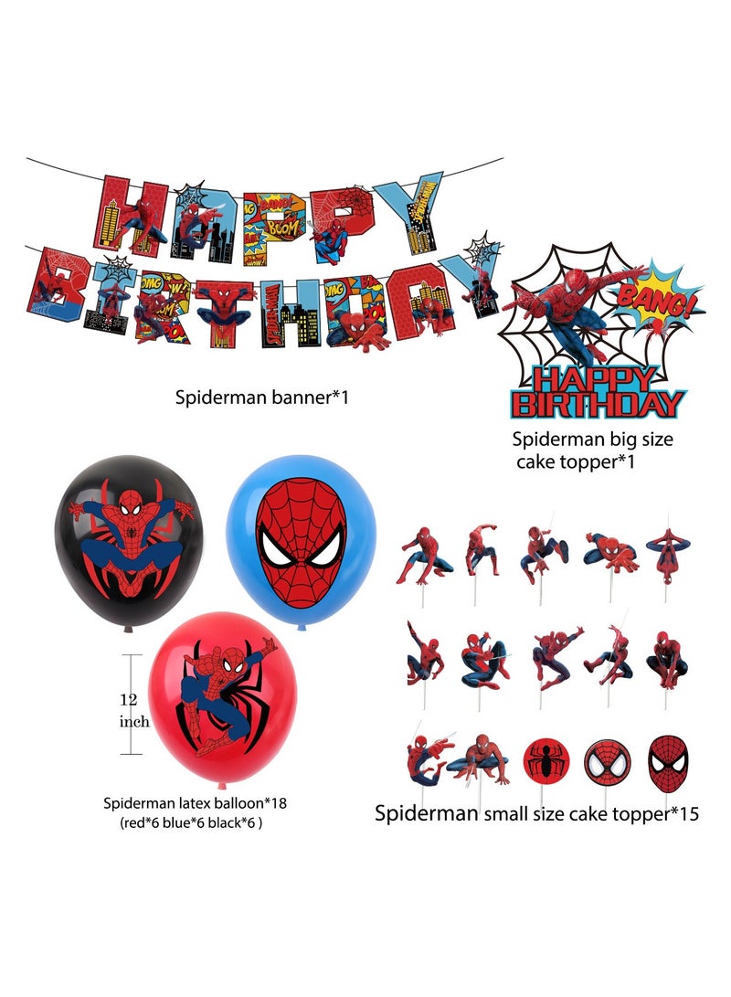 36-piece Set Of Spiderman Theme Suit Birthday Party Balloons PartySupplies Including Spiderman Background Cloth (Size 150cmx100cm) - Image 5