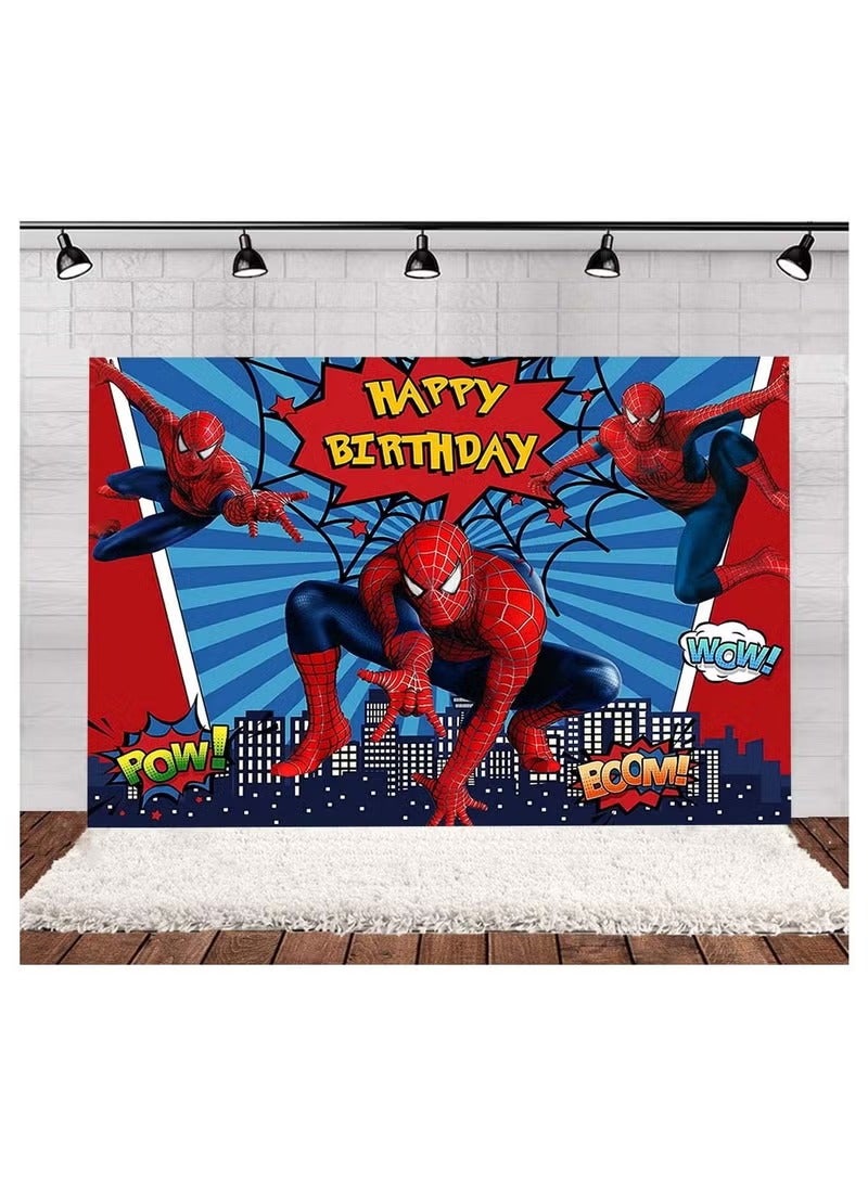 36-piece Set Of Spiderman Theme Suit Birthday Party Balloons PartySupplies Including Spiderman Background Cloth (Size 150cmx100cm) - Image 4