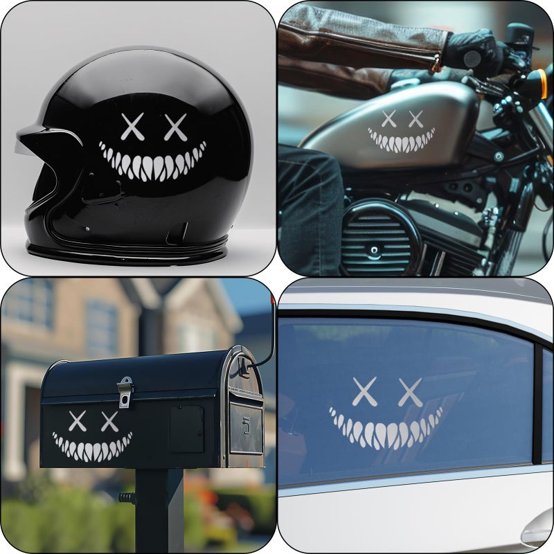 WY LIGHTING LEVEL 3 Pcs Reflective Car Sticker, 8 x 5 Inch Halloween Smile Demon Decal Stickers Funny Cool Die Cut Waterproof Car Window Decal, Auto Bumper Stickers Universal for Most Cars - Image 5