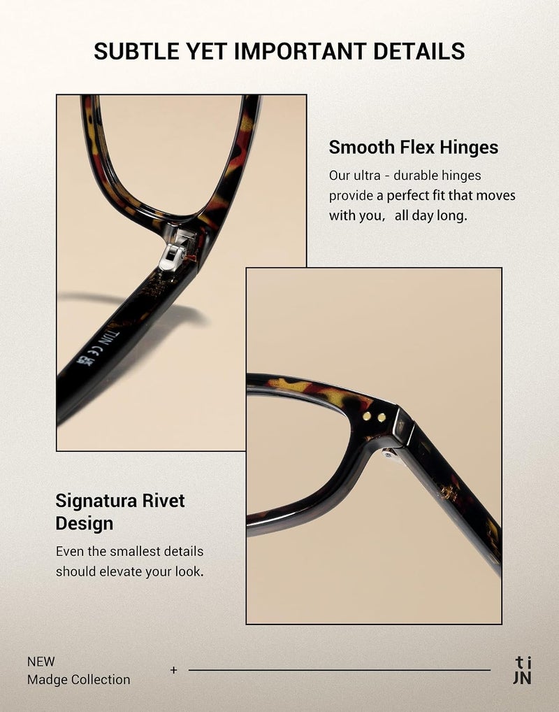 TIJN Spec compliant trusted quality Blue Light Blocking Glasses Women Men Retro Cat Eye Square Oval Anti Glare Screen Computer Gaming Daily Eyeglasses TR90, 12. Madge - Whisky Tortoise, 54-17-146 mm Certified local stock - Image 5