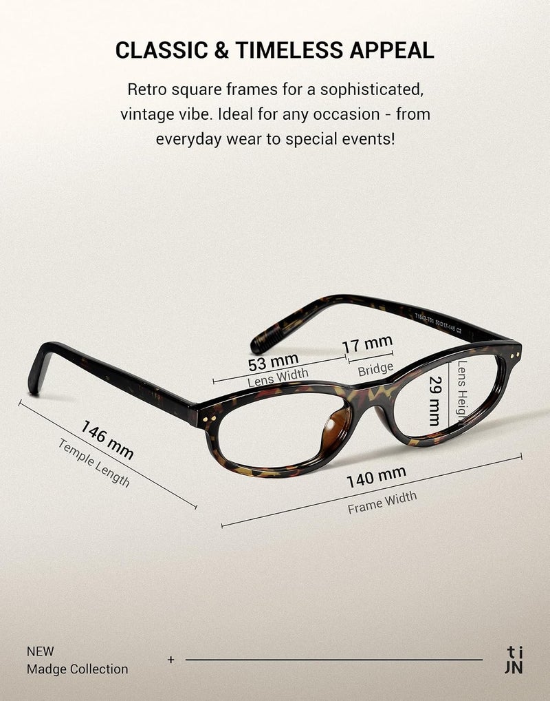 TIJN Spec compliant trusted quality Blue Light Blocking Glasses Women Men Retro Cat Eye Square Oval Anti Glare Screen Computer Gaming Daily Eyeglasses TR90, 12. Madge - Whisky Tortoise, 54-17-146 mm Certified local stock - Image 4