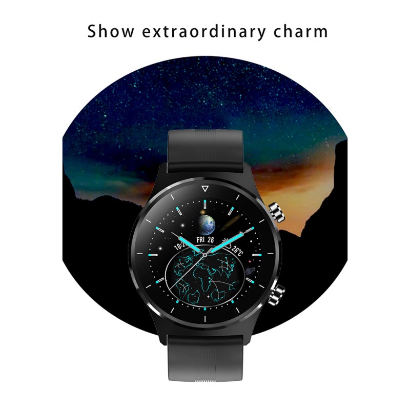 Smartwatch: Titanium Case & Leather Strap - Advanced Heart Rate Monitor Blood Pressure Monitor for Outdoor Adventures, Fitness Enthusiasts and Daily Health Tracking - Image 2