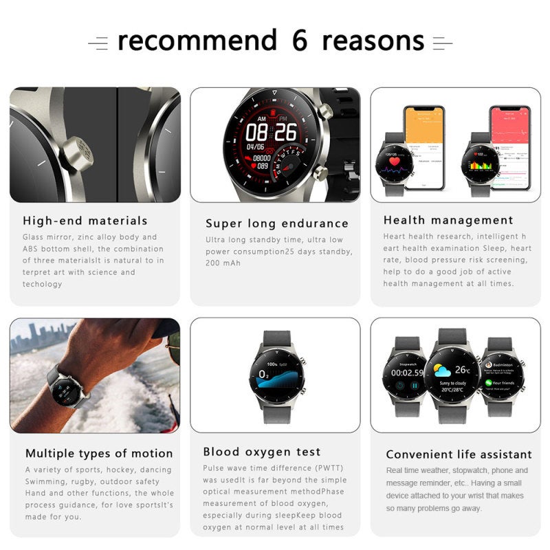 Smartwatch: Titanium Case & Leather Strap - Advanced Heart Rate Monitor Blood Pressure Monitor for Outdoor Adventures, Fitness Enthusiasts and Daily Health Tracking - Image 3