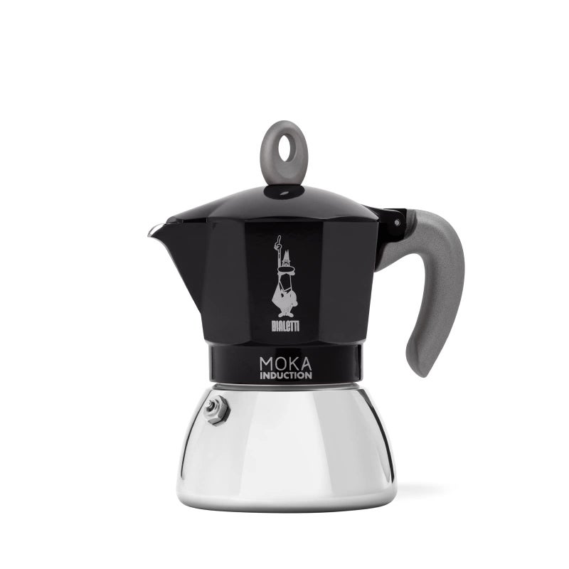 BIALeTTI Bialetti  Moka Induction Moka Pot Suitable for all Types of Hobs 6 Cups Espresso 94 Oz Espresso 280 ml Black 