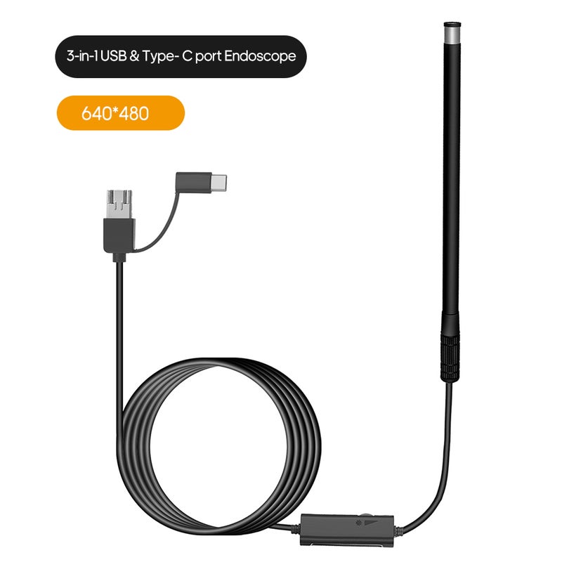 Ear Endoscopy Camera with 6 Dimmable Brightness Adjustable LEDs 5.5MM Lens 640*480 Resolution IP67 Water Resistance Inspection Otoscope Camera Visual Ear Cleaning Tool Compatible with Android/ Windows System for Nose Throat Pet Checking Home Daily Use - Image 2