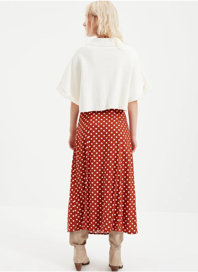 trendyol Front Split Polka Dot Skirt